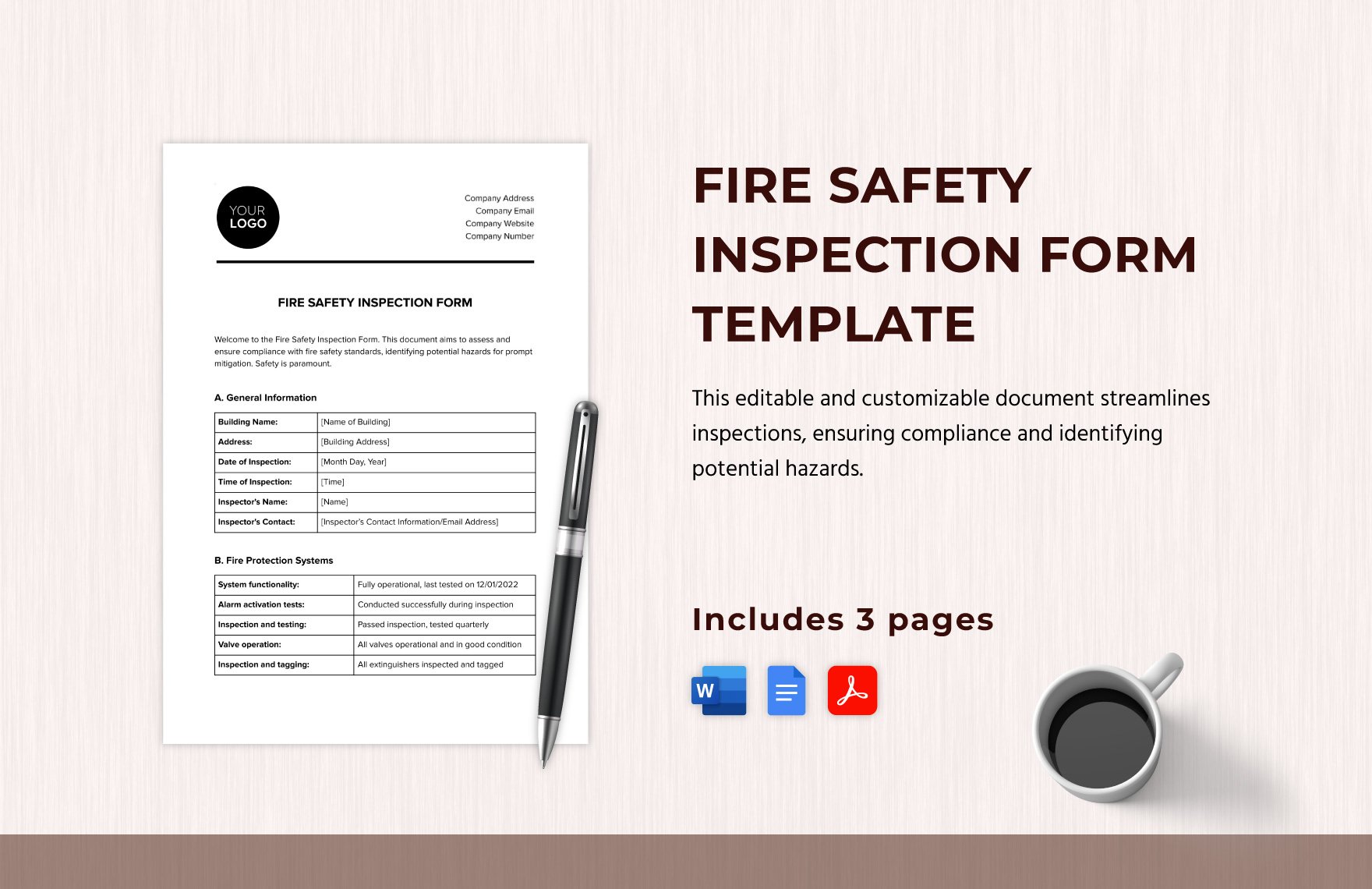 Fire Safety Inspection Form Template in Word, Google Docs, PDF