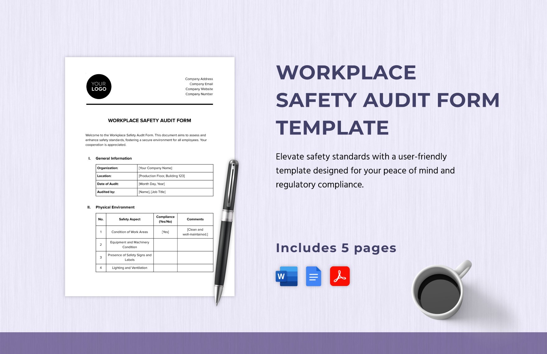 Workplace Safety Audit Form Template in Word, Google Docs, PDF
