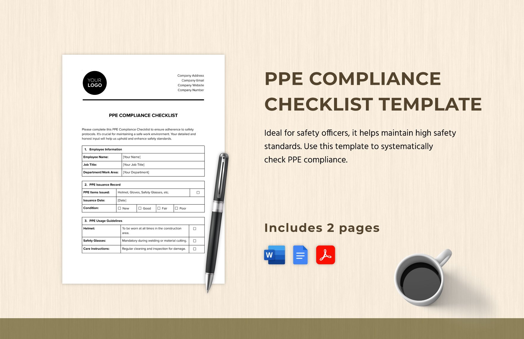 PPE Compliance Checklist Template in Word, Google Docs, PDF