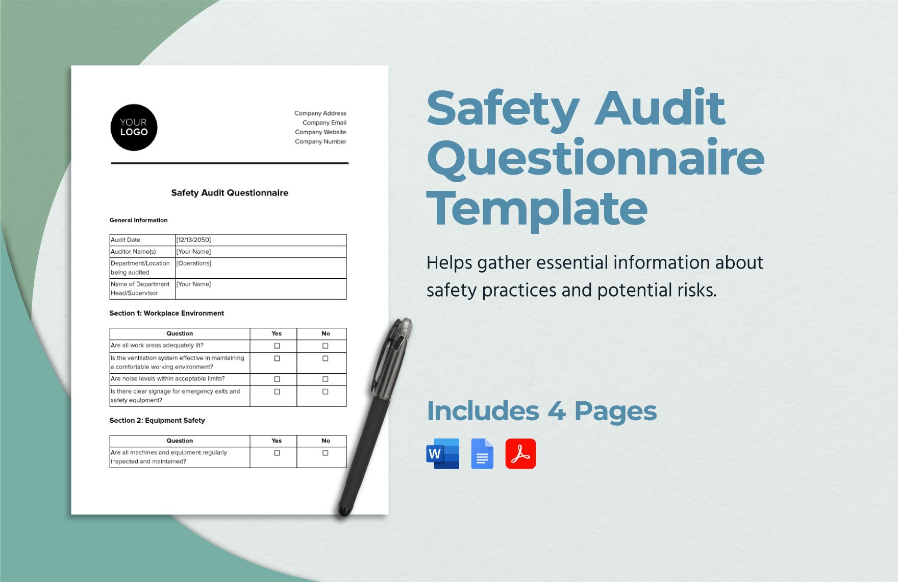 Safety Audit Questionnaire Template in Word, Google Docs, PDF