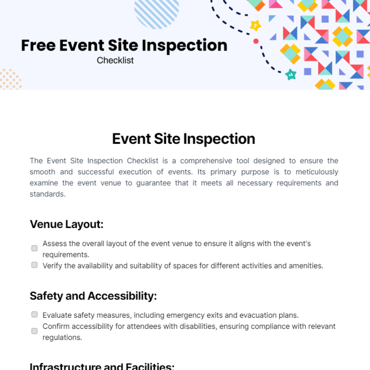 Event Site Inspection Checklist Template