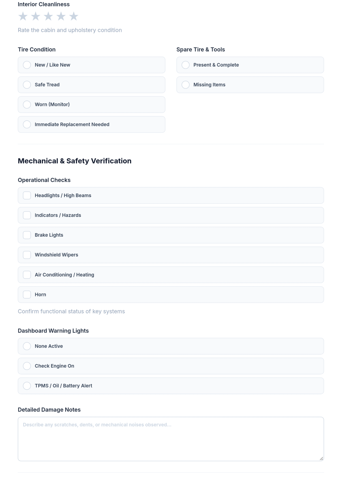 Free Vehicle Acceptance Checklist Template & AI Maker