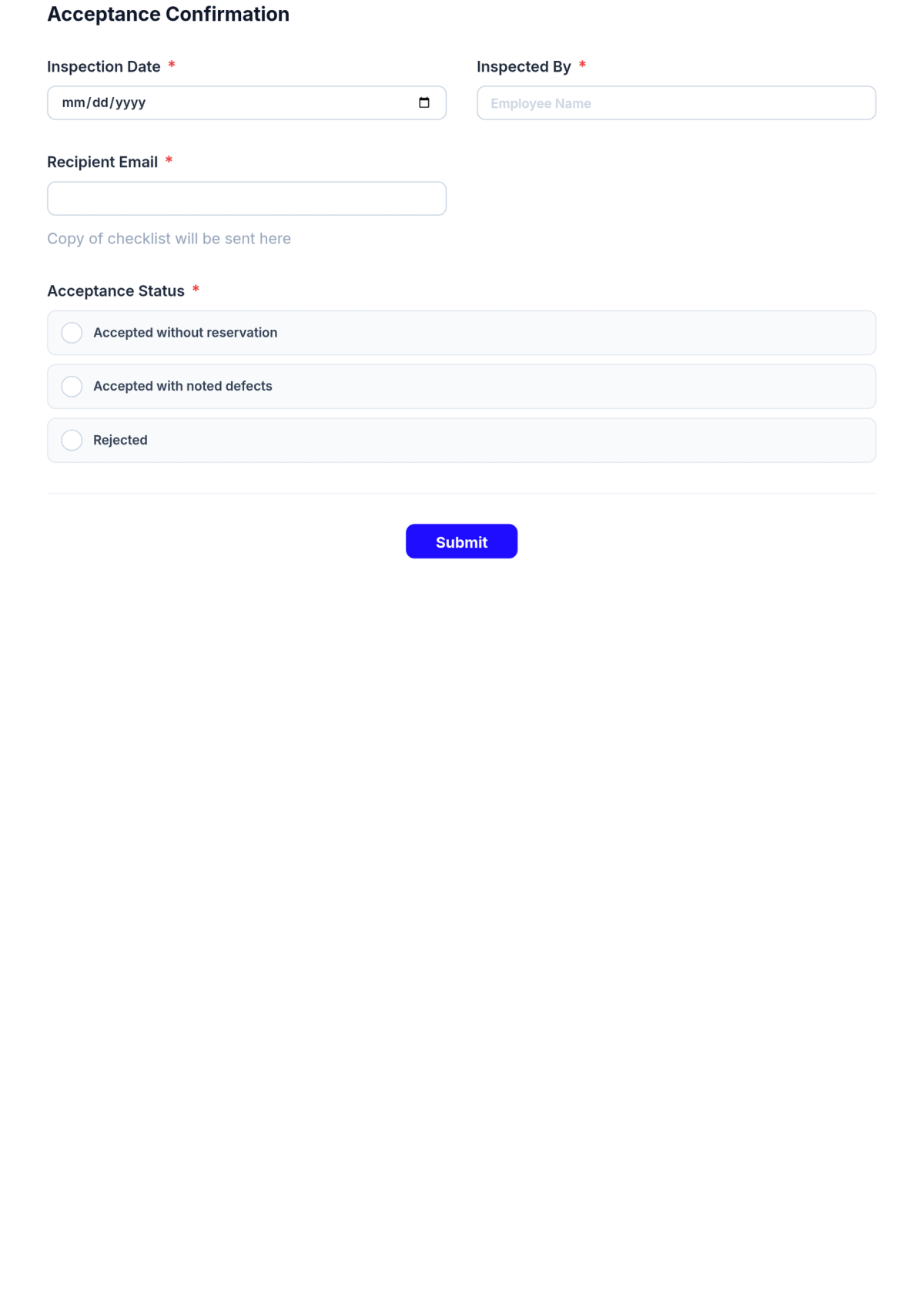 Free Vehicle Acceptance Checklist Template & AI Maker