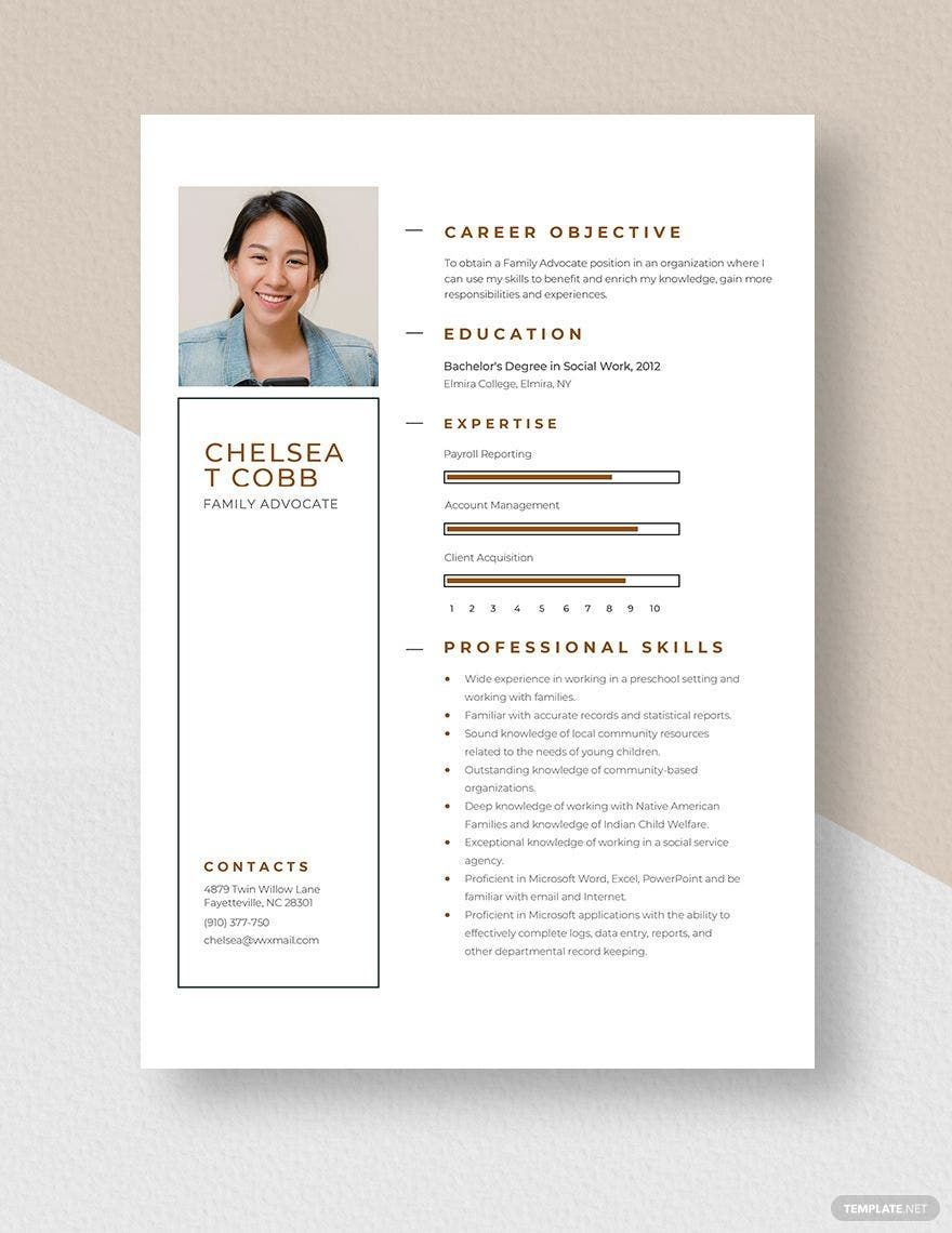 Family Advocate Resume in Pages Word Download Template net