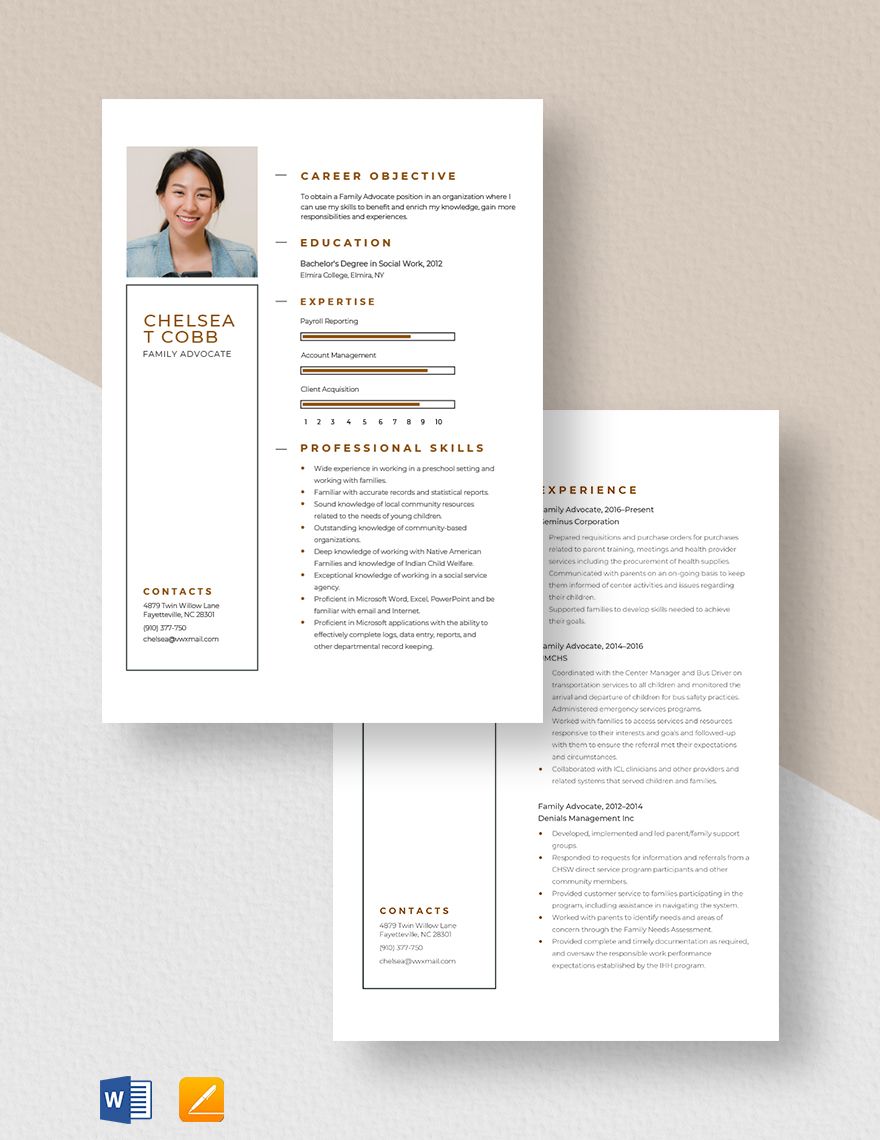 Family Advocate Resume in Pages Word Download Template net