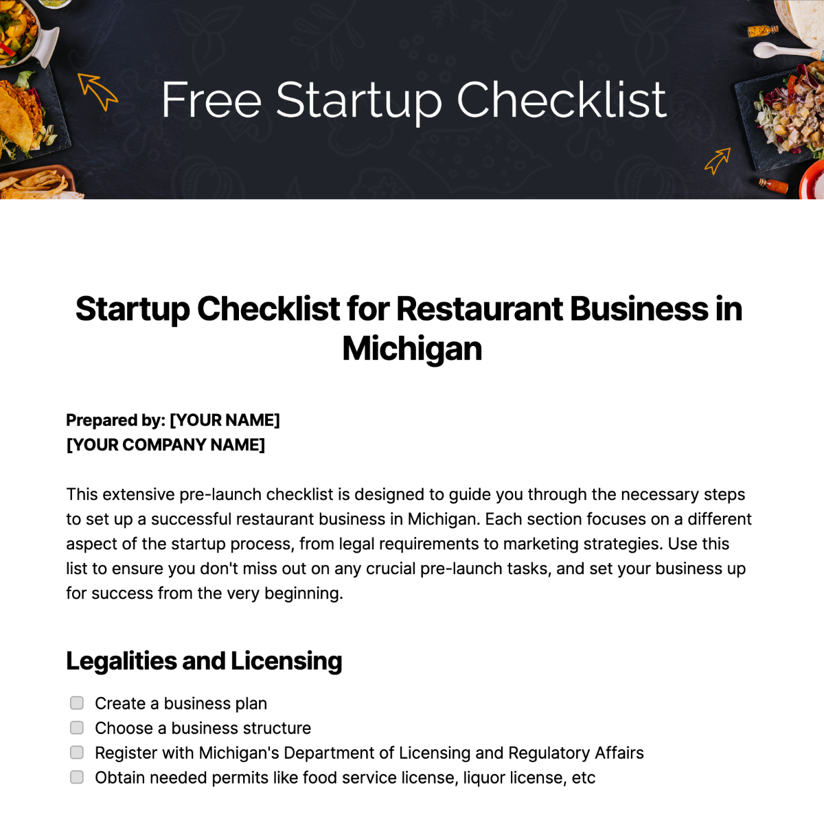 Startup Checklist Template - Edit Online & Download