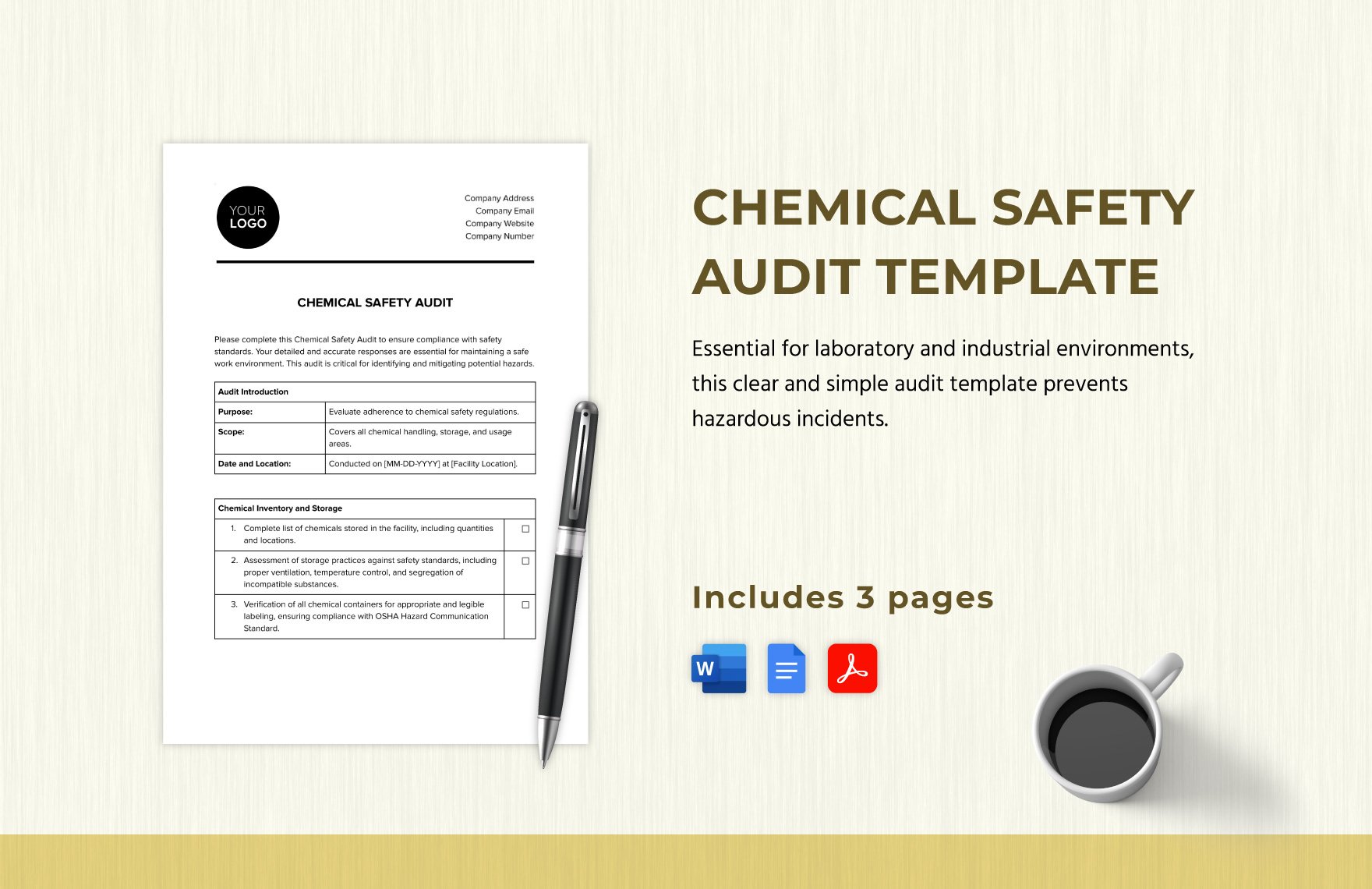 Chemical Safety Audit Template in Word, Google Docs, PDF