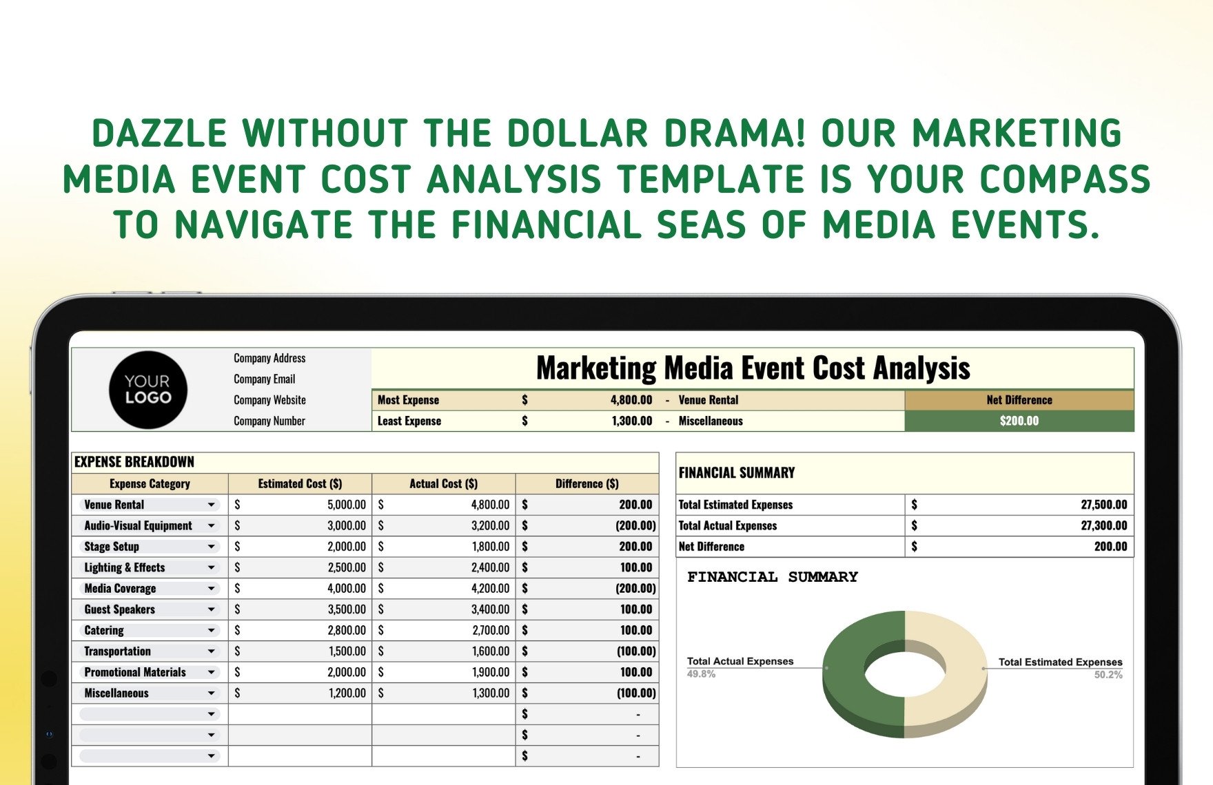 Marketing Media Event Cost Analysis Template