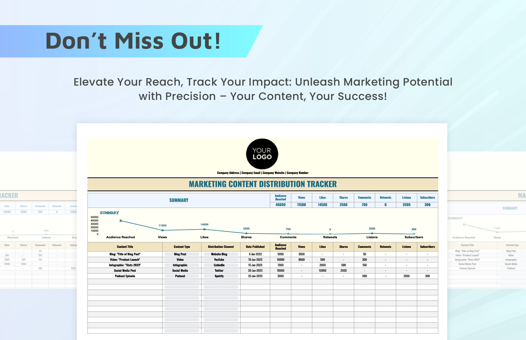 Marketing Content Distribution Tracker Template