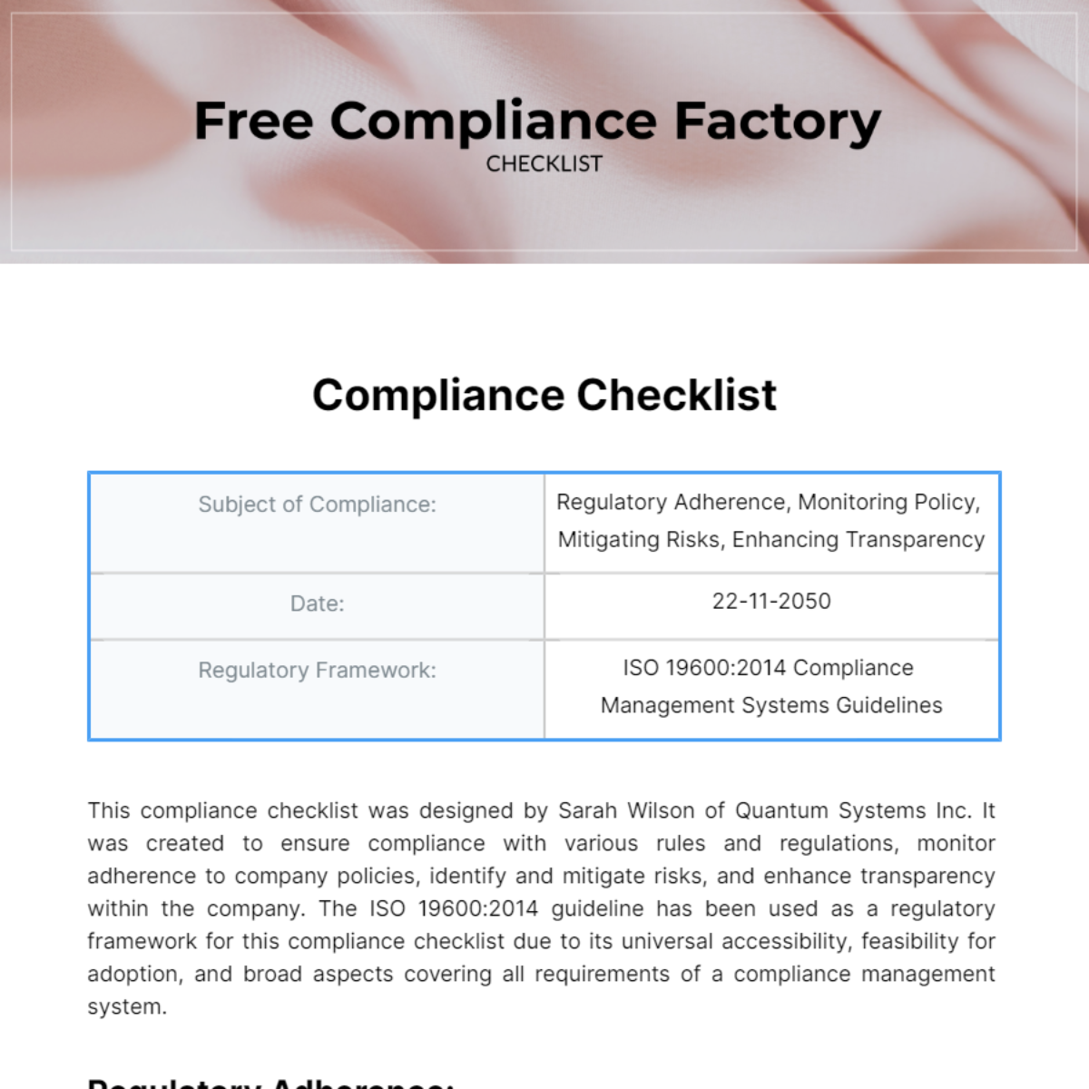 FREE Compliance Checklist Templates & Examples - Edit Online & Download ...