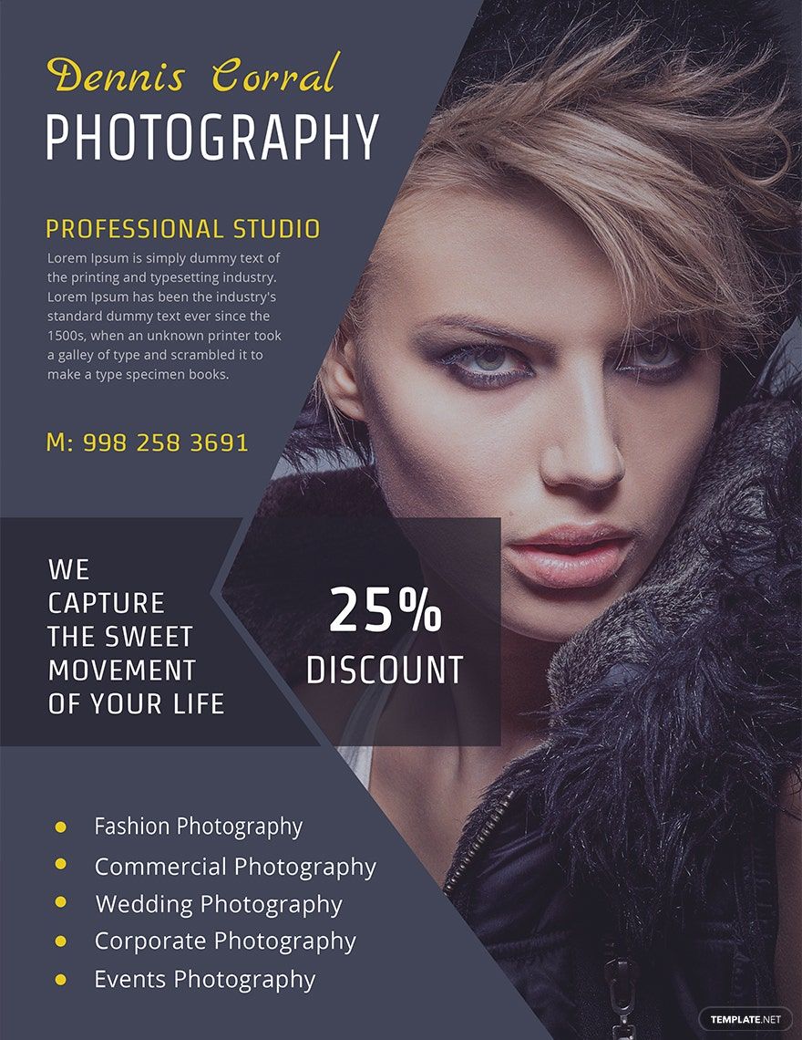 Editable Photography Flyer Template - Google Docs, Illustrator, Word ...