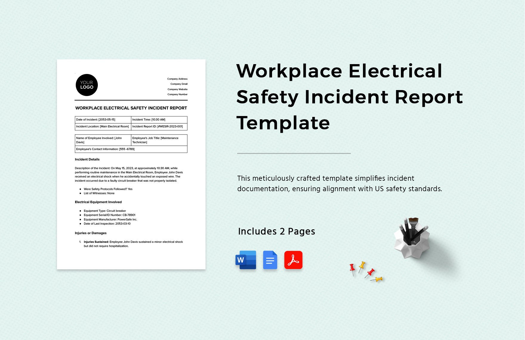 Workplace Electrical Safety Incident Report Template