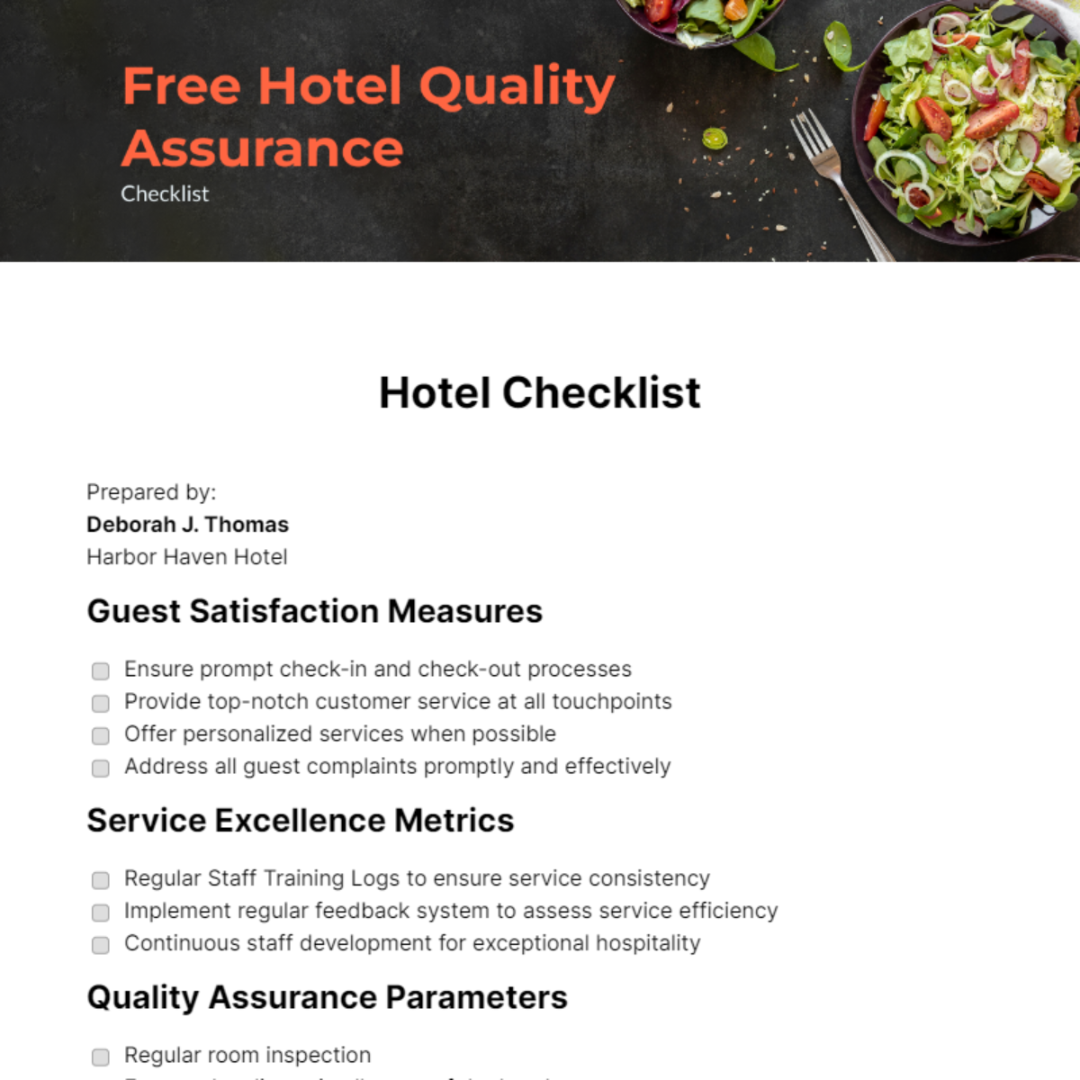 FREE Hotel Checklist Templates & Examples - Edit Online & Download ...