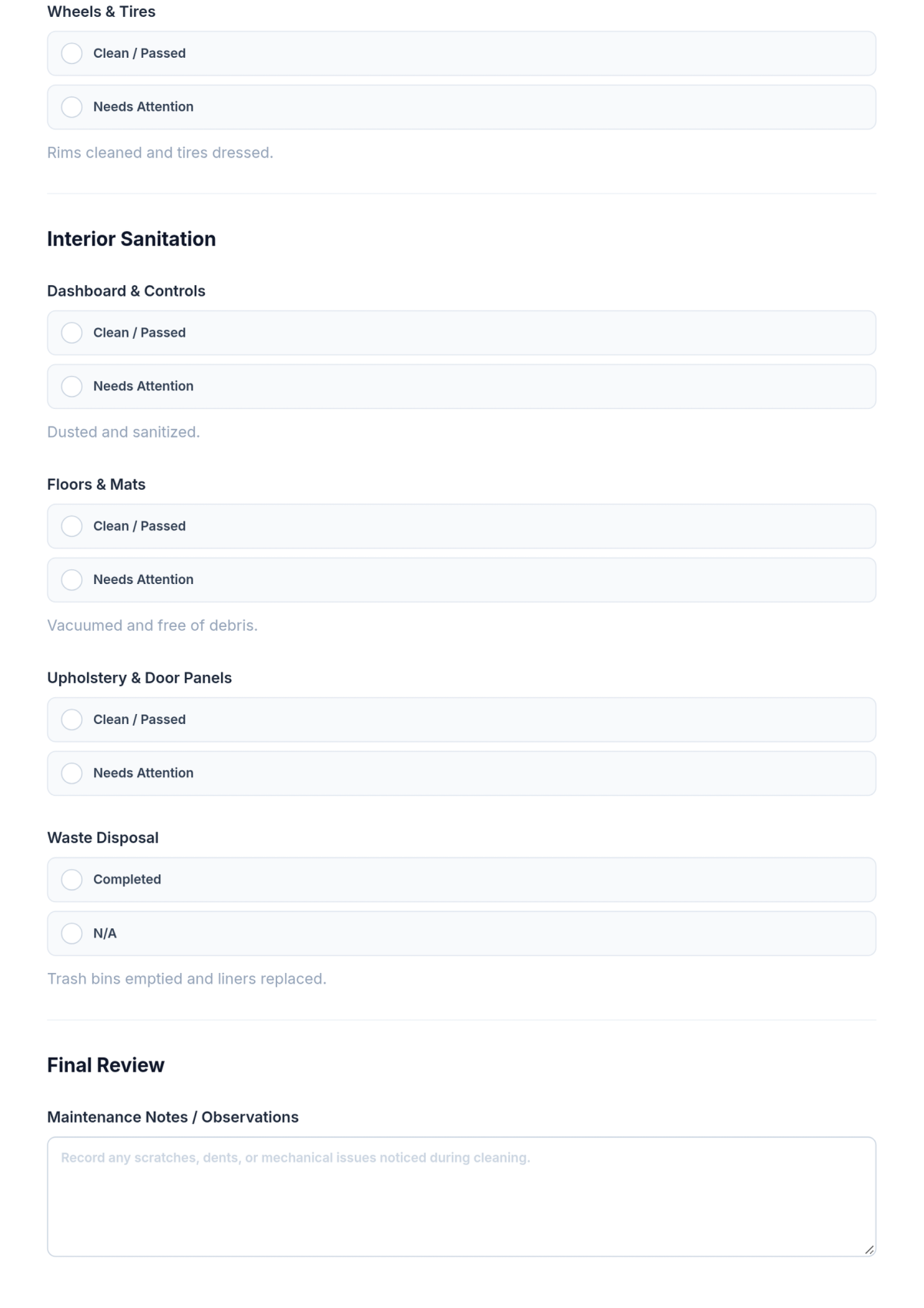 Free Vehicle Cleaning Checklist Template & AI Maker Free Vehicle Cleaning Checklist Template & AI Maker