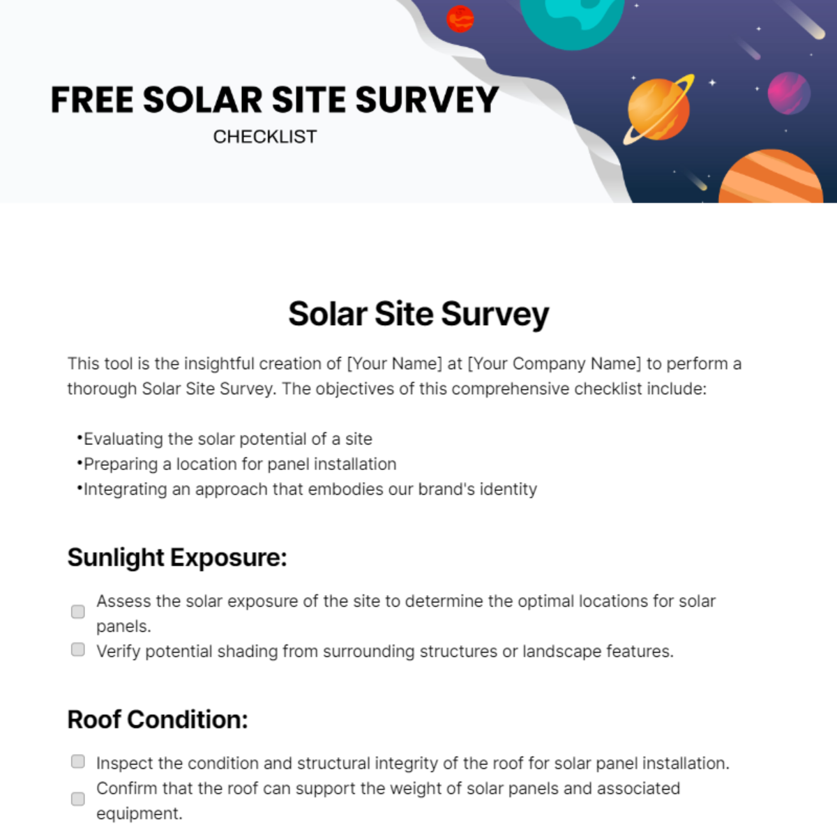 Solar Site Survey Checklist Template