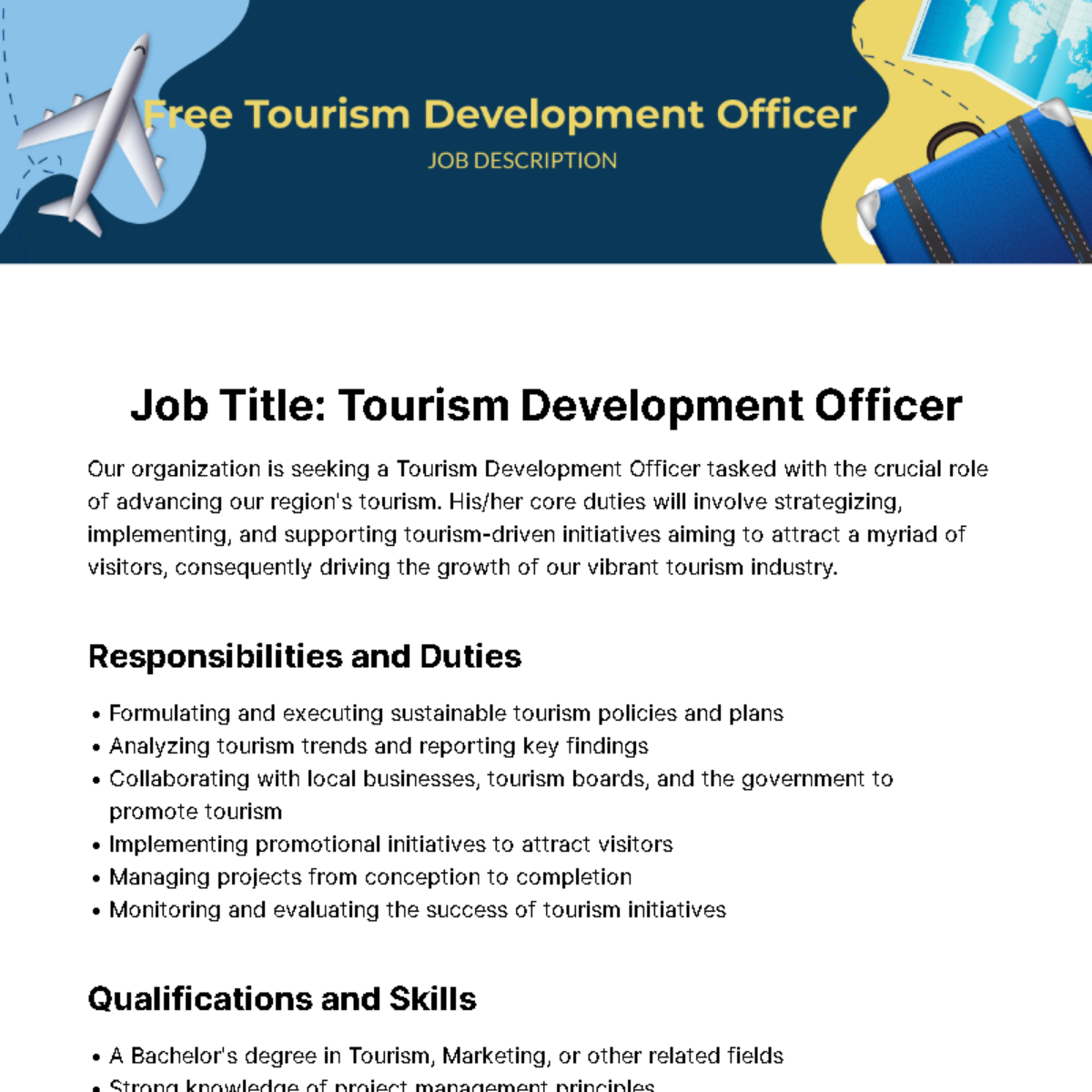 Free Tourism Development Officer Job Description Template