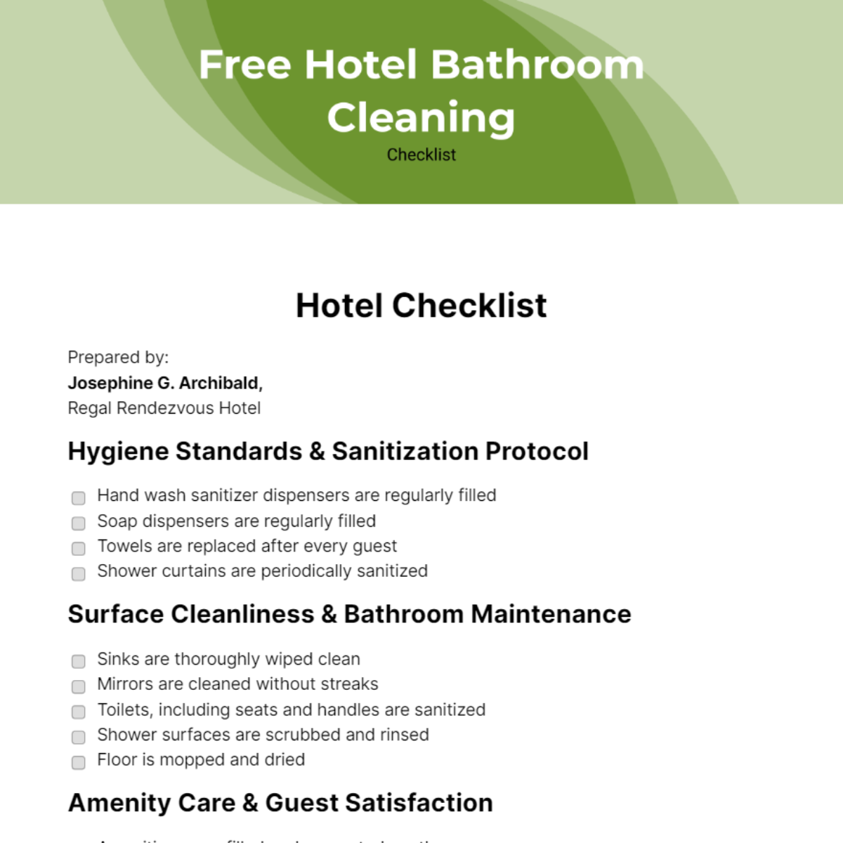 FREE Hotel Checklist Templates & Examples - Edit Online & Download ...