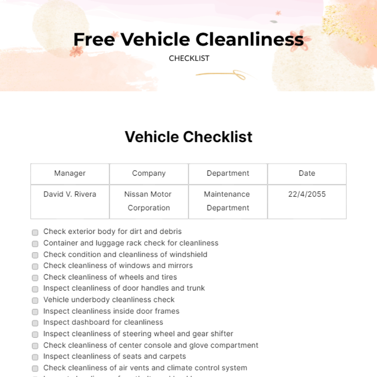 FREE Vehicle Checklist Templates & Examples Edit Online & Download