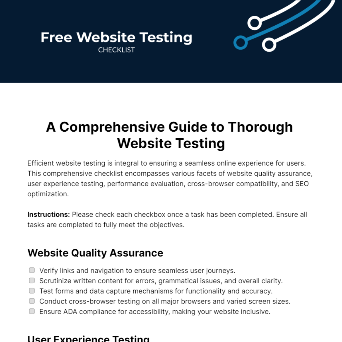 Free Website Testing Checklist Template