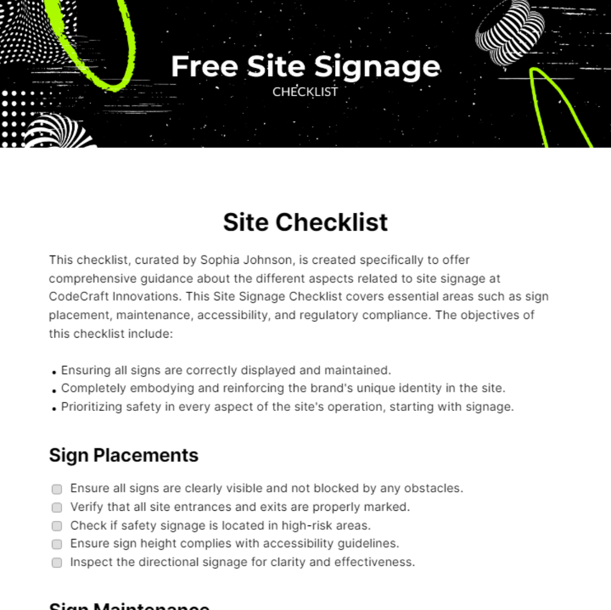 FREE Site Checklist Edit Online & Download