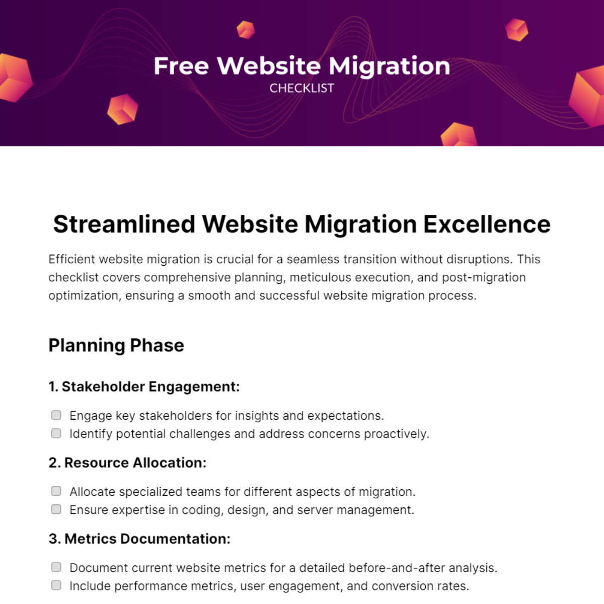 Website Migration Checklist Template
