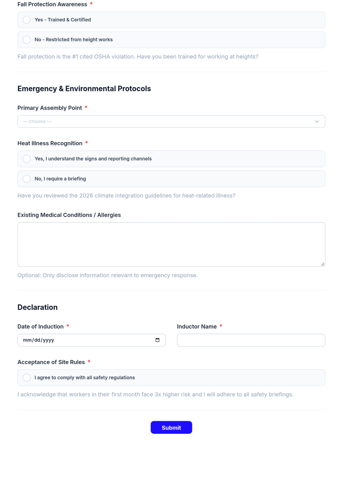 Free Site Induction Checklist Template & AI Maker