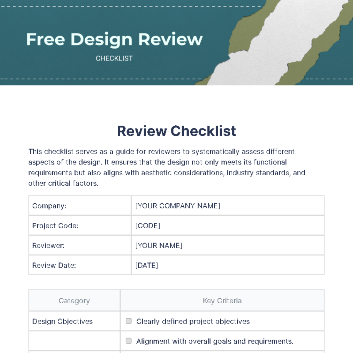 Design Review Checklist Template