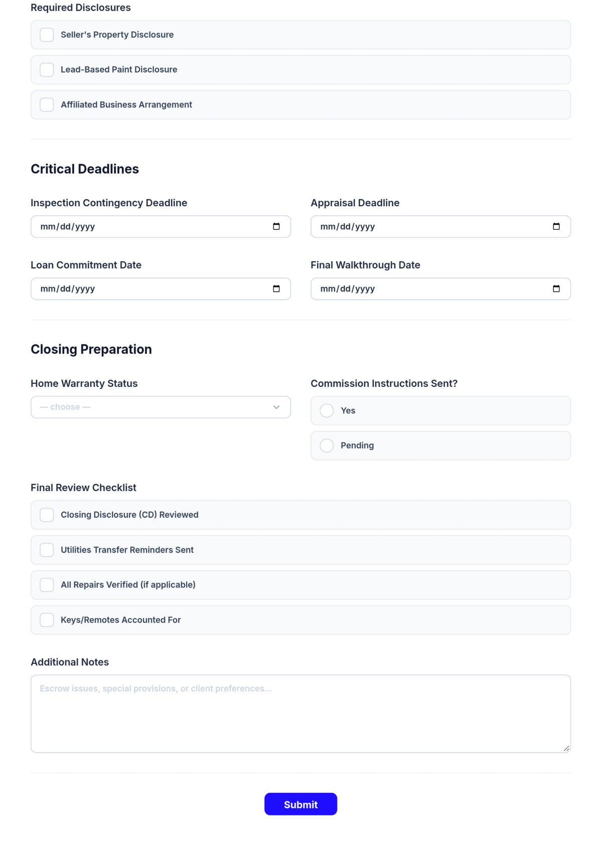 Free Real Estate Transaction Coordinator Checklist Template & AI Maker Free Real Estate Transaction Coordinator Checklist Template & AI Maker
