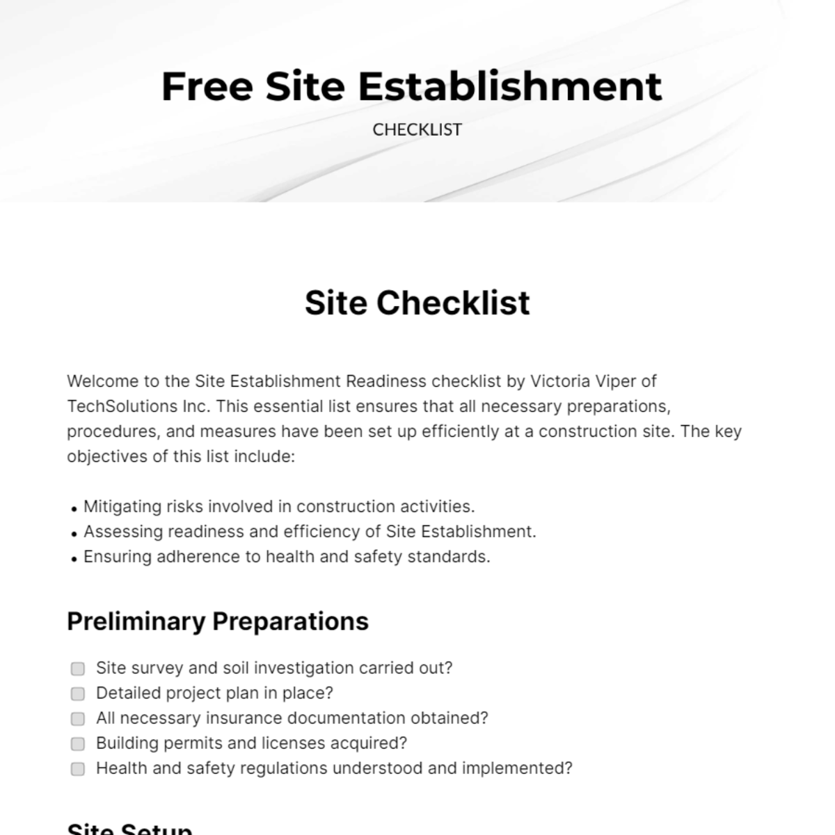 FREE Site Checklist - Edit Online & Download | Template.net