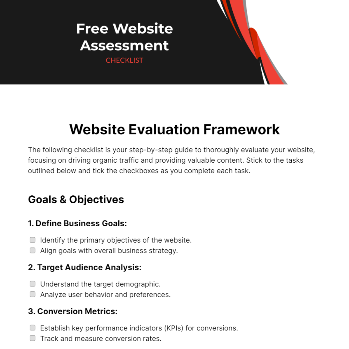 Free Website Assessment Checklist Template
