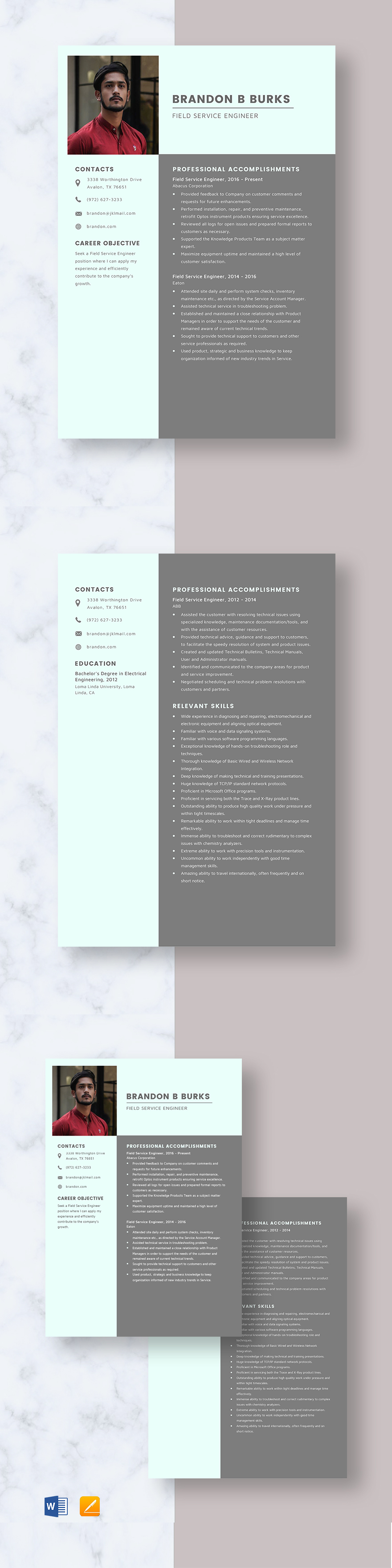 field-service-representative-resume-template-word-apple-pages