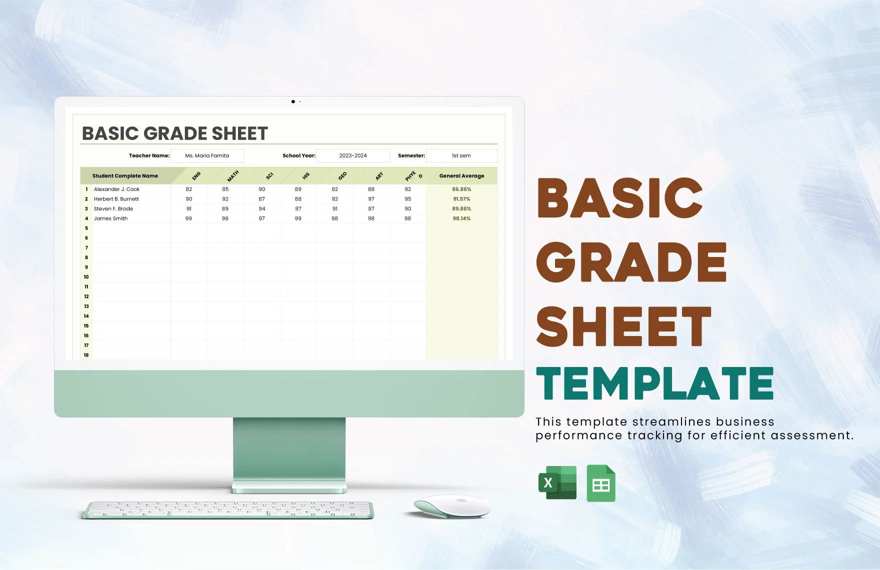 Free Basic Grade Sheet Template