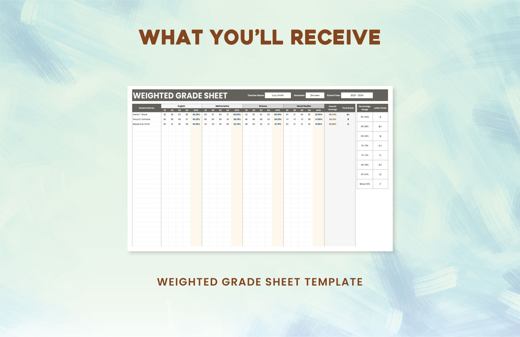 Weighted Grade Sheet Template