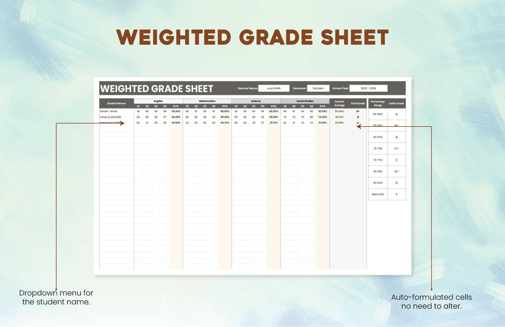 Weighted Grade Sheet Template In Excel Google Sheets Download 