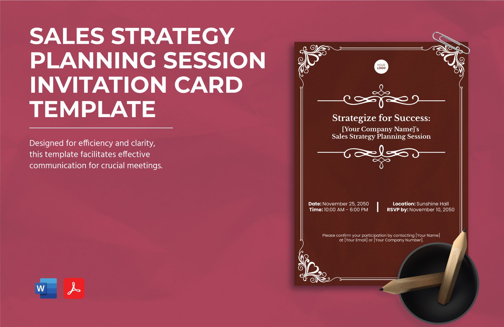 Sales Strategy Planning Session Invitation Card Template