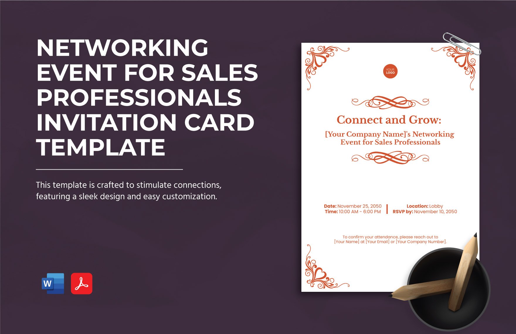 Networking Event for Sales Professionals Invitation Card Template