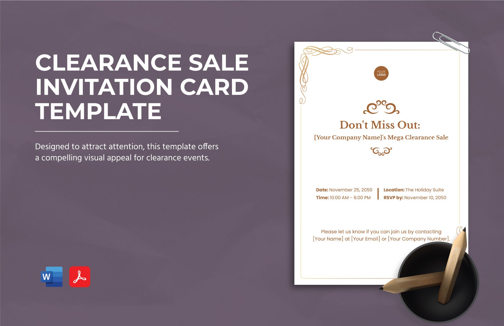 Clearance Sale Invitation Card Template