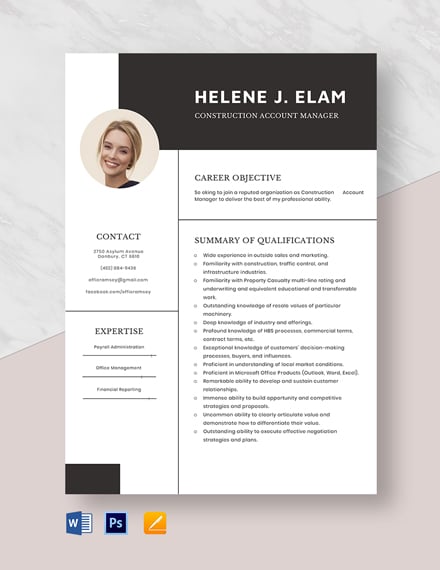 Construction Account Manager Resume