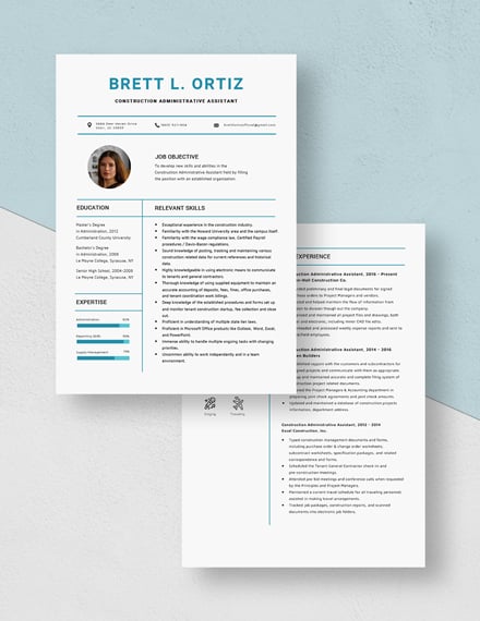 Construction Administrative Assistant Resume Download