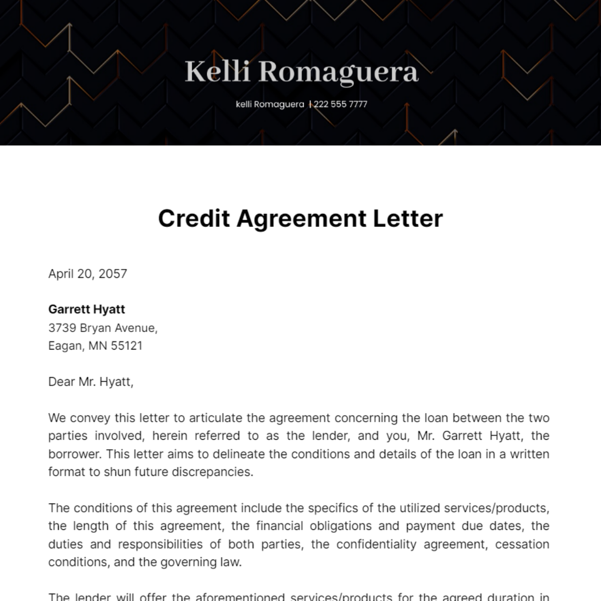 Credit Agreement Letter Template