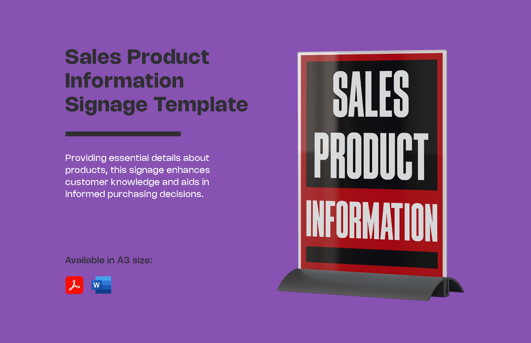 Sales Product Information Signage Template
