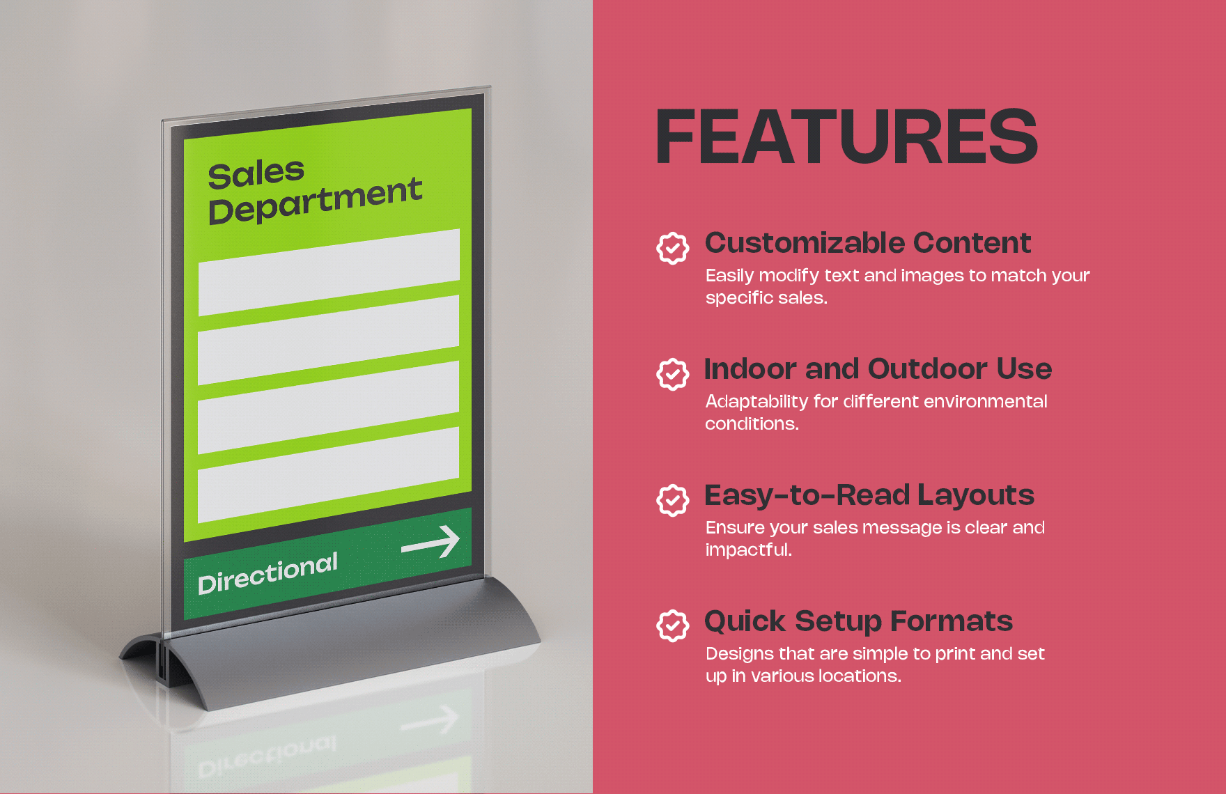 Sales Department Directional Signage Template