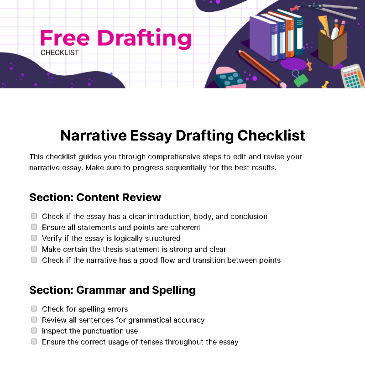 Drafting Checklist Template - Edit Online & Download