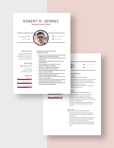 Construction Attorney Resume Download