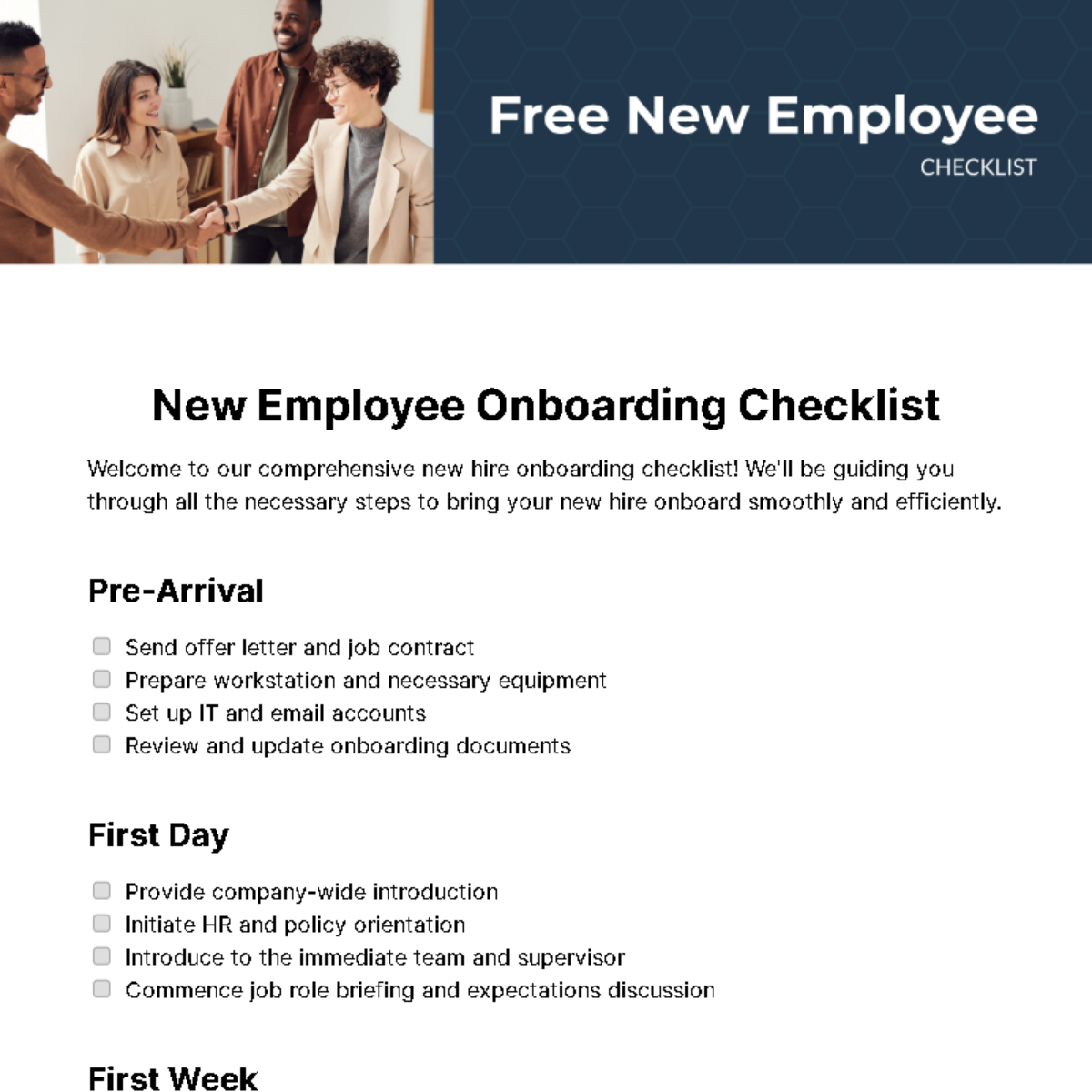 New Employee Checklist Template - Edit Online & Download