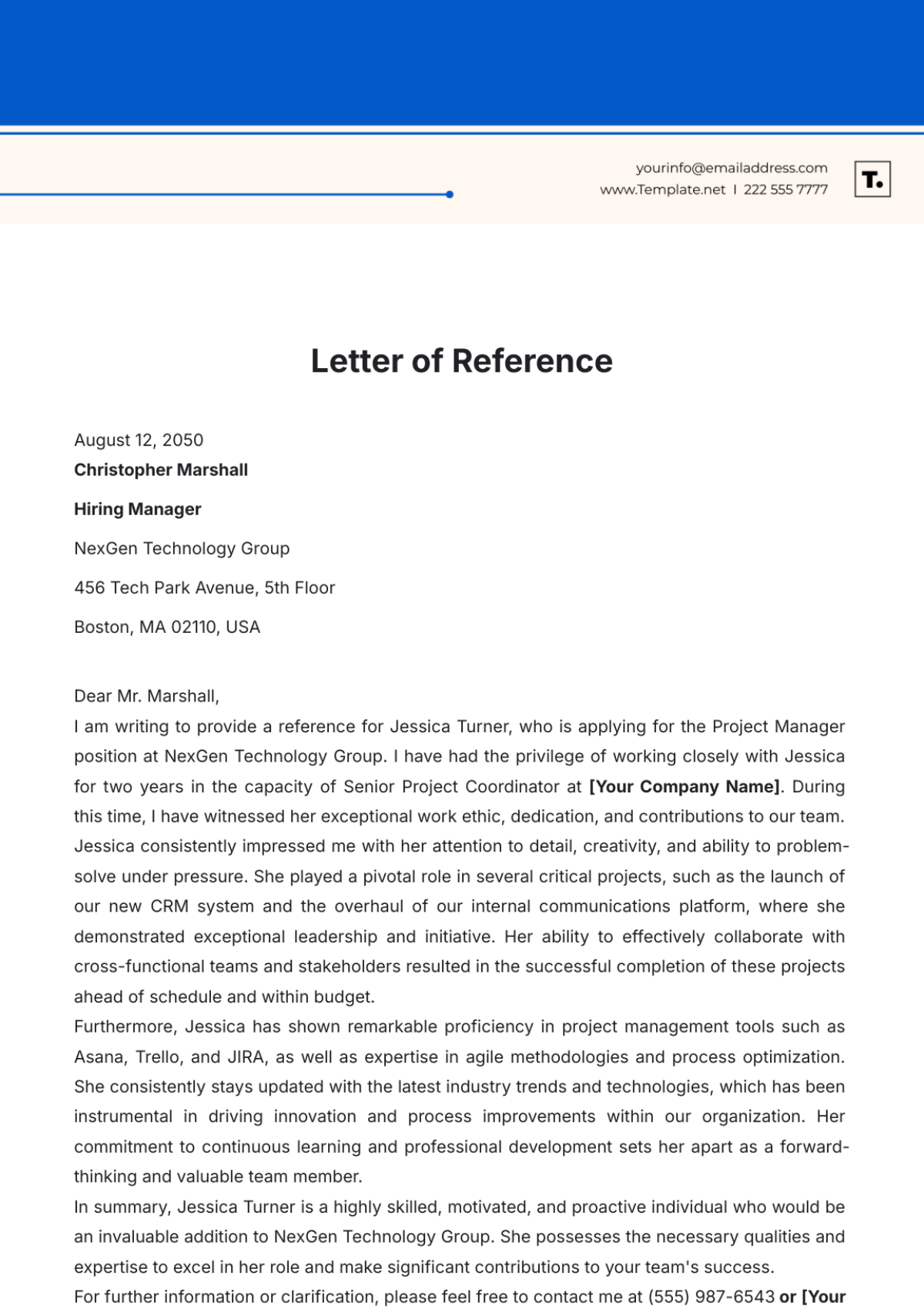 Letter of Reference Template - Edit Online & Download Example ...