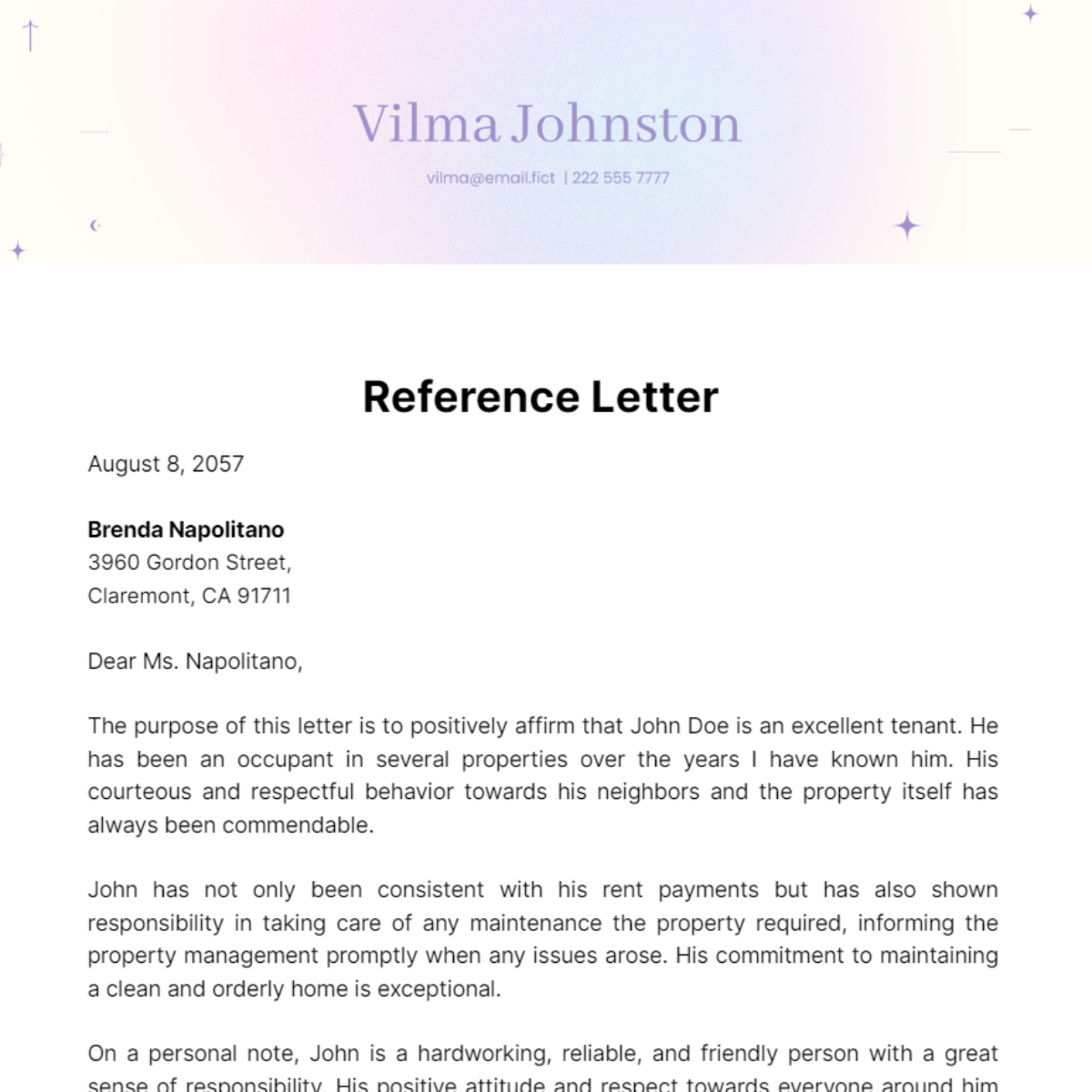 Personal Reference Letter Template Word Pdf Infoupdate Personal Reference Letter Template Word Pdf Infoupdate