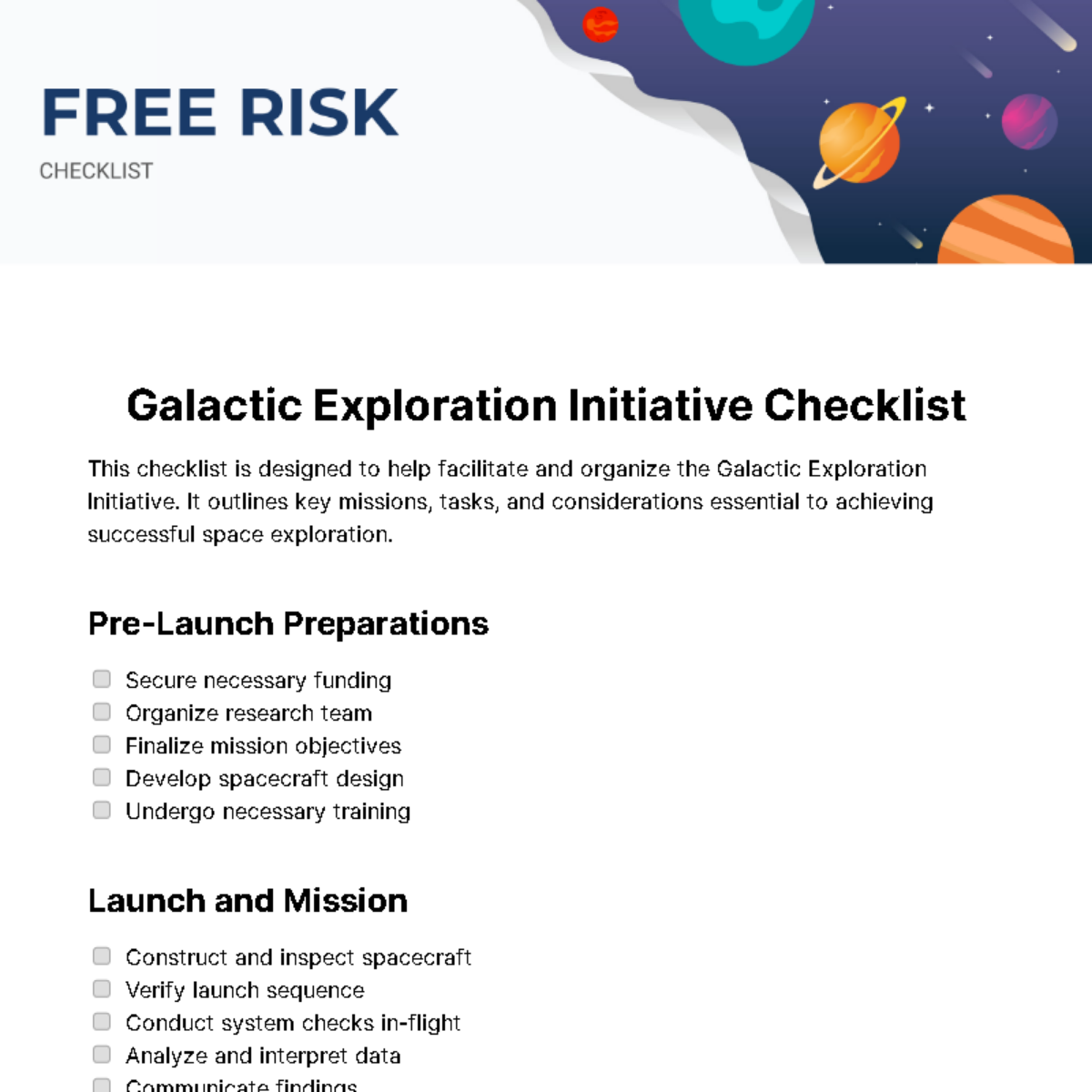 Risk Checklist Template - Edit Online & Download