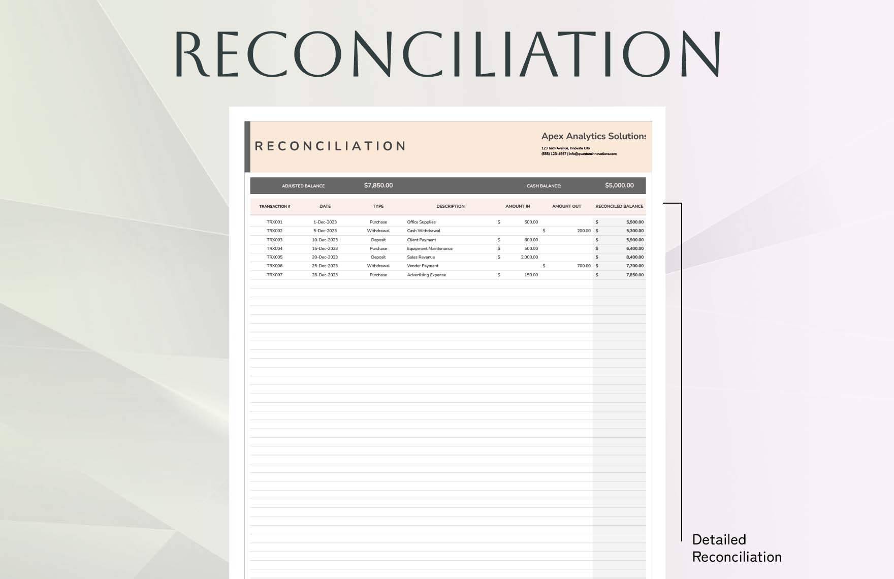 Reconciliation Template