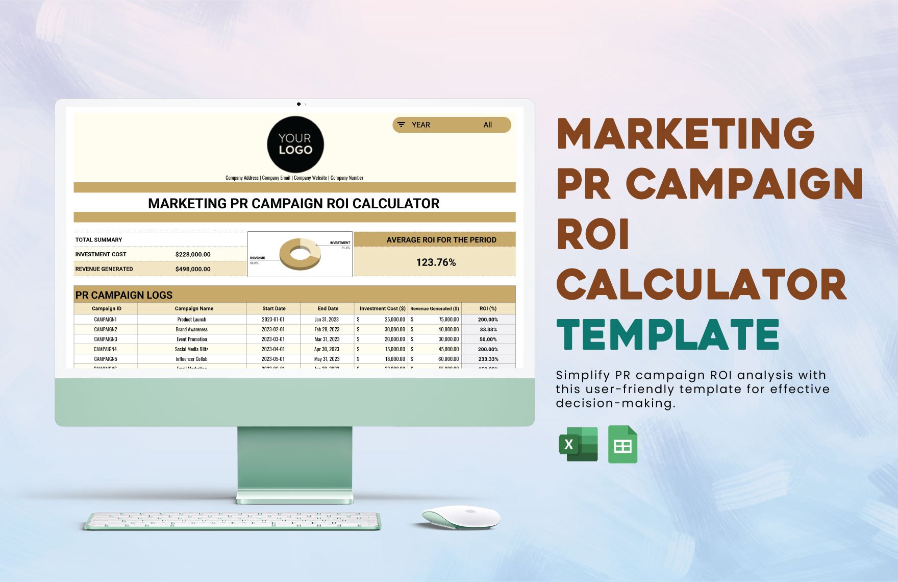 Marketing PR Campaign ROI Calculator Template